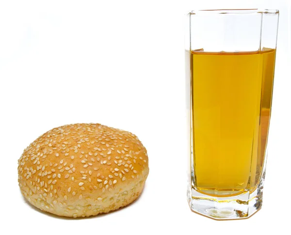 Burger jus ini pada putih — Stok Foto