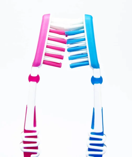 Two toothbrushes on white — Stock Photo, Image