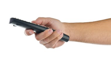 Uzaktan kumanda üzerindeki beyaz ile el