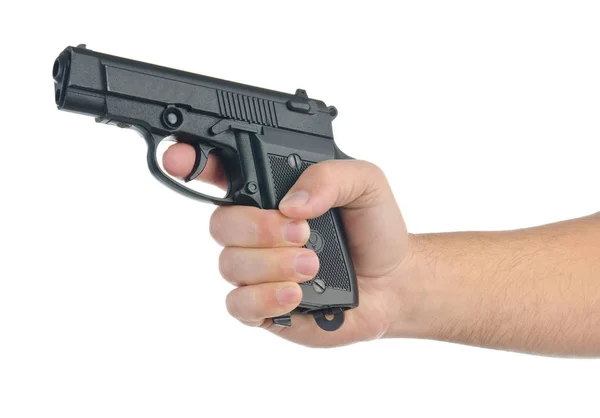 Рука з пістолетом, ізольована на білому Стокова Картинка