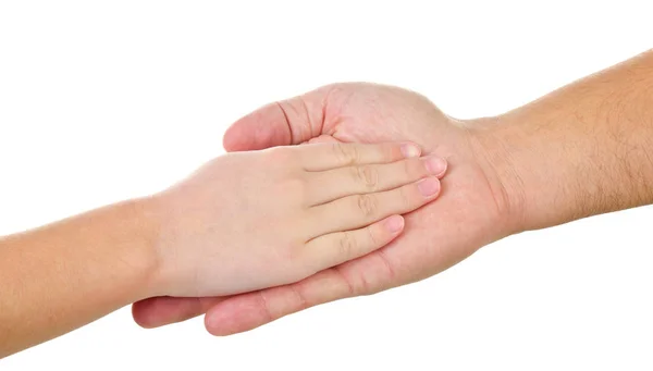 Children's hand in iemands palm — Stockfoto
