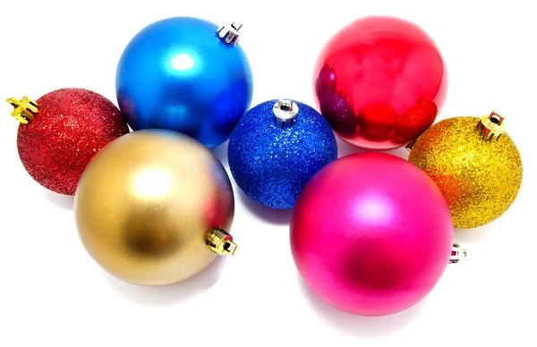 Coleção de cores perfeitas bolas de Natal isolado — Fotografia de Stock