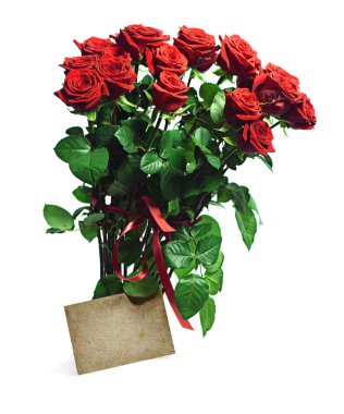 tebrik kartı ile kırmızı gül demet