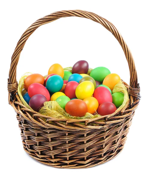 Easter eggs in basket — Stock Photo, Image