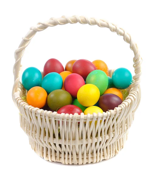 Easter eggs in basket — Stock Photo, Image