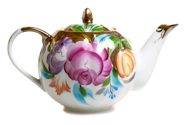 Decorated with flower pattern teapot — Stock Photo, Image