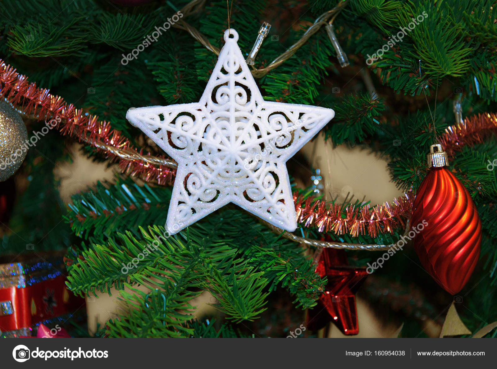 Dekoration Weiße Weihnachtsstern Im Weihnachtsbaum