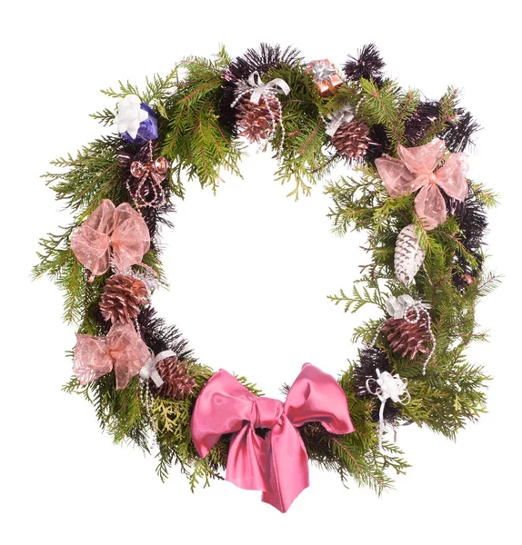 Christmas Wreath Isolated White — Stock Photo, Image