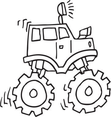 Zor Doodle kamyon vektör çizim sanat