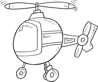 Şirin Doodle helikopter vektör çizim sanat 