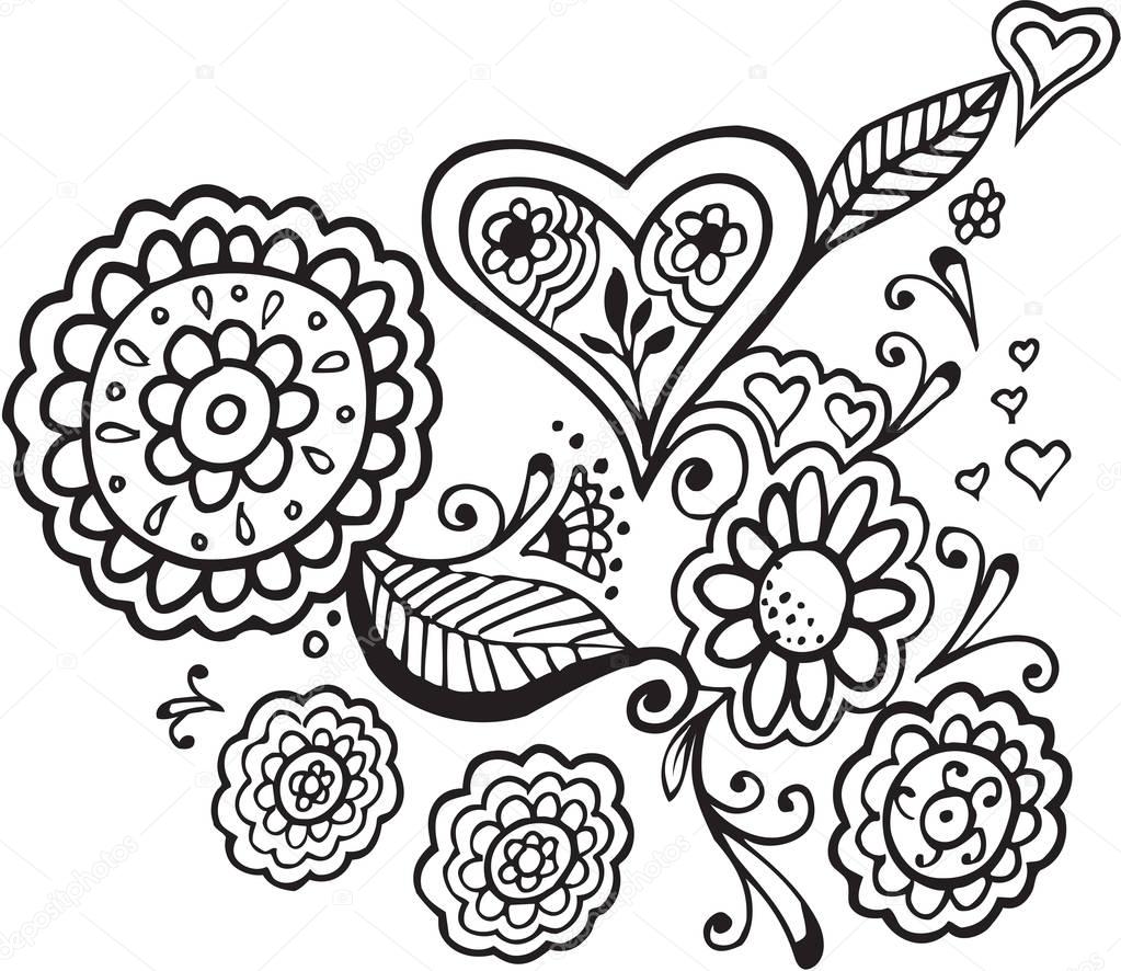 Doodle Flowers Vector Illustration Art 