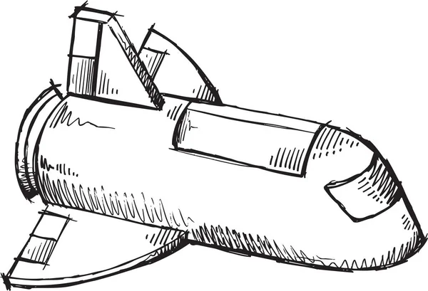 Nave espacial Doodle Vector Ilustración Arte — Vector de stock