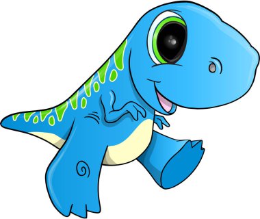 Şirin mutlu dinozor vektör çizim sanat 