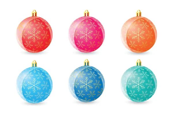 Набор цветных рождественских шаров на белом фоне — стоковый вектор