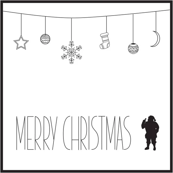 Carte de Noël blanche avec texte noir et silhouette du Père Noël. illustration vectorielle — Image vectorielle
