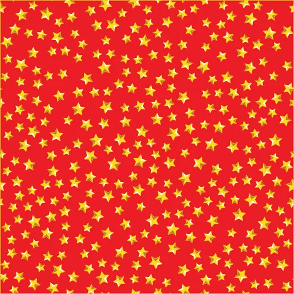 Seamless pattern with yellow stars on red background — Stock Vector