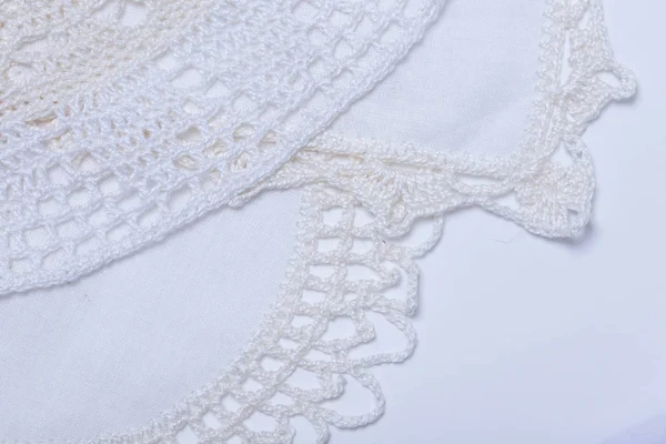 Knitting on white, crochet