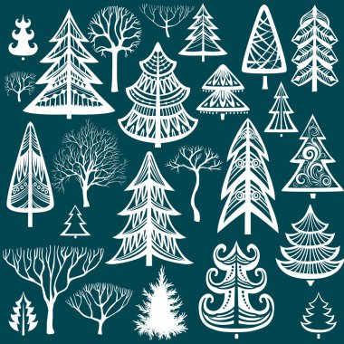 Collection of winter trees  clipart