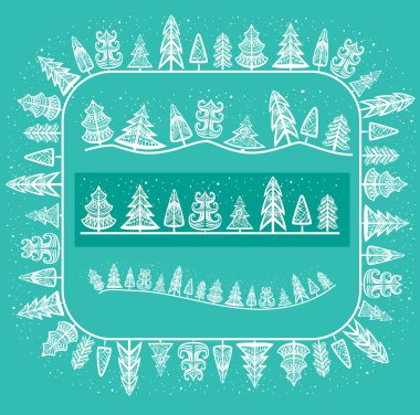 Desen fırçası ile kış ağaçlar