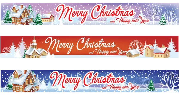 Conjunto de bandeiras de Natal de inverno — Vetor de Stock
