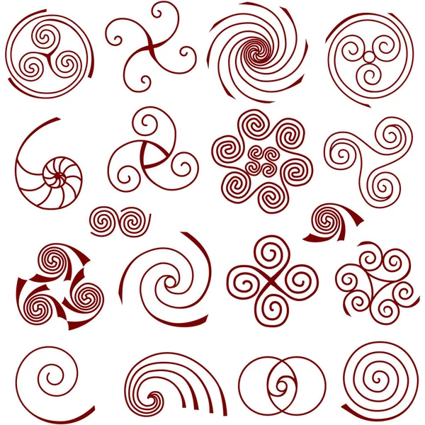 Conjunto de elementos espirales simples — Vector de stock