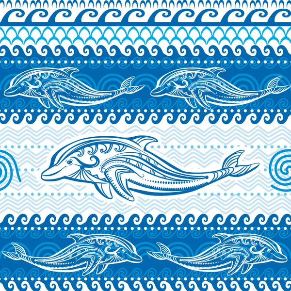 Modèle sans couture avec des dauphins — Image vectorielle