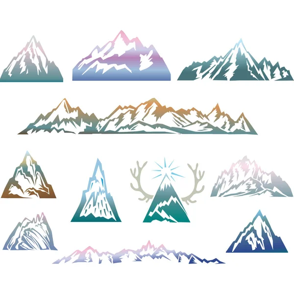 Ensemble de montagnes. Voyages, randonnées, camping . — Image vectorielle