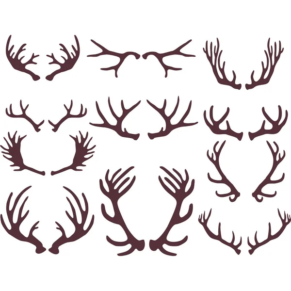 Silhouettes of deer antlers — Stock Vector