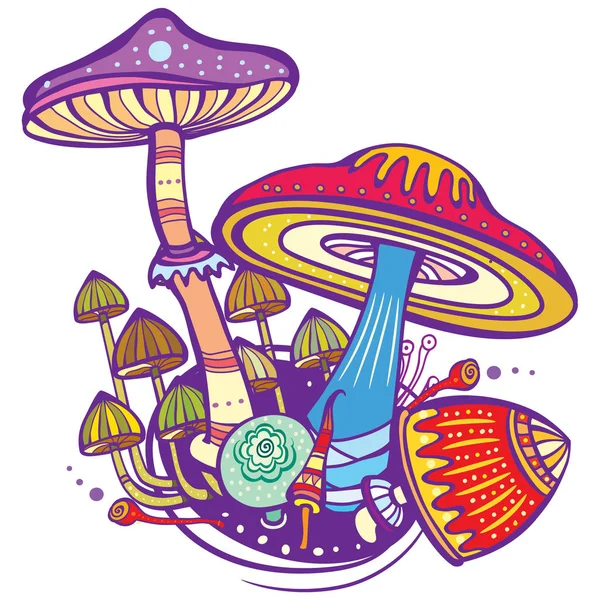 Gruppe von dekorativen Pilzen — Stockvektor