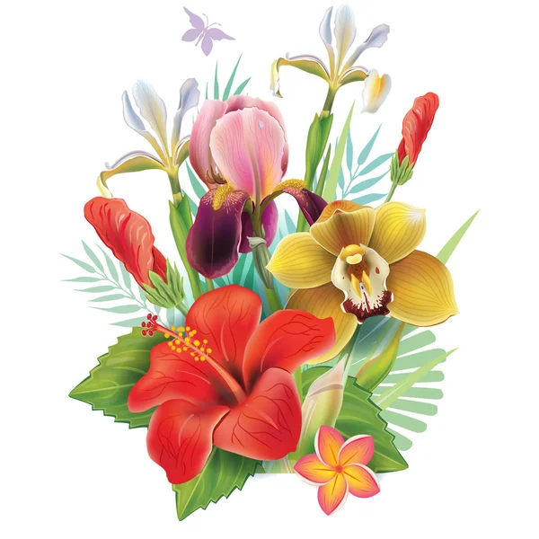 Ramo vectorial con flores — Vector de stock