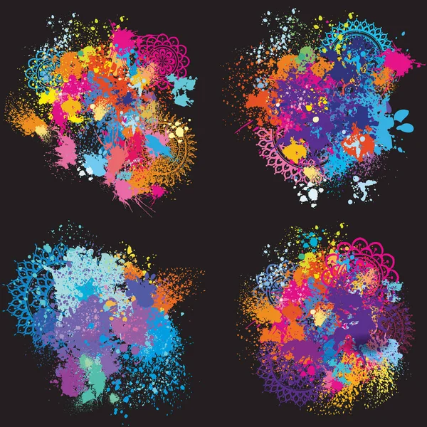 Ensemble de fonds colorés de peinture éclaboussure — Image vectorielle