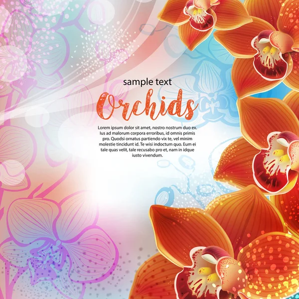 Tarjeta de felicitación con flores de orquídeas — Archivo Imágenes Vectoriales