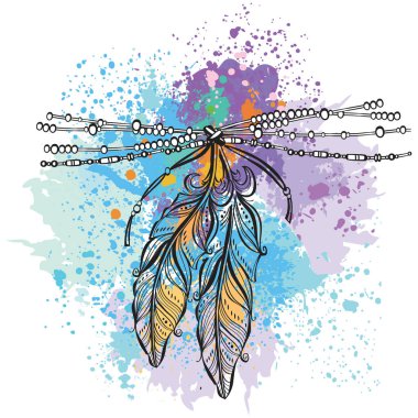 Renkli sıçrama çerçevede bir iki tüyler