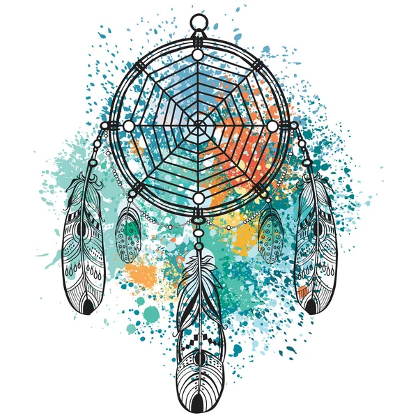 Dreamcatcher renkli sıçrama çerçevede bir — Stok Vektör