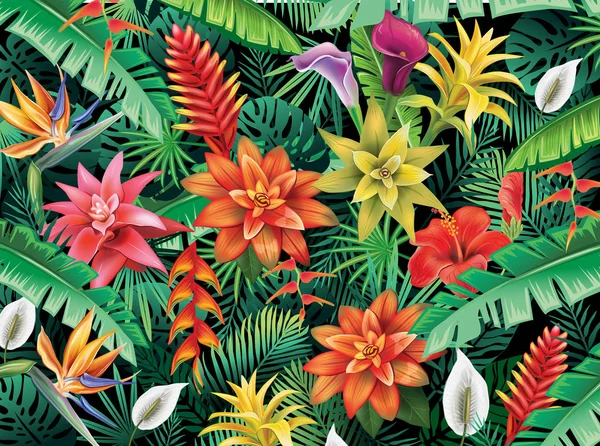 Fondo de flores tropicales — Archivo Imágenes Vectoriales