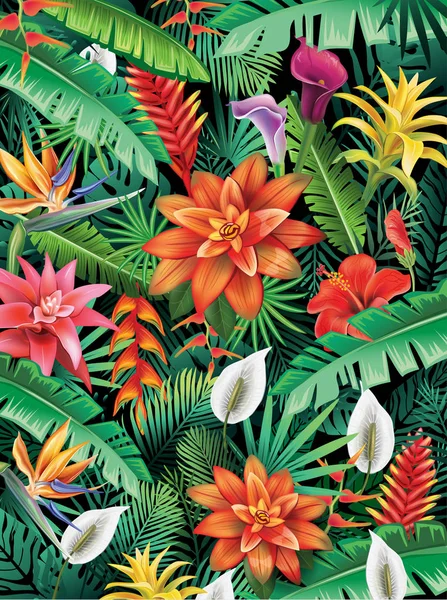 Background from tropical flowers — Stock Vector