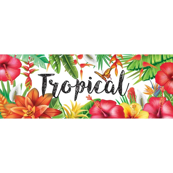 Banner de verão de flores tropicais — Vetor de Stock