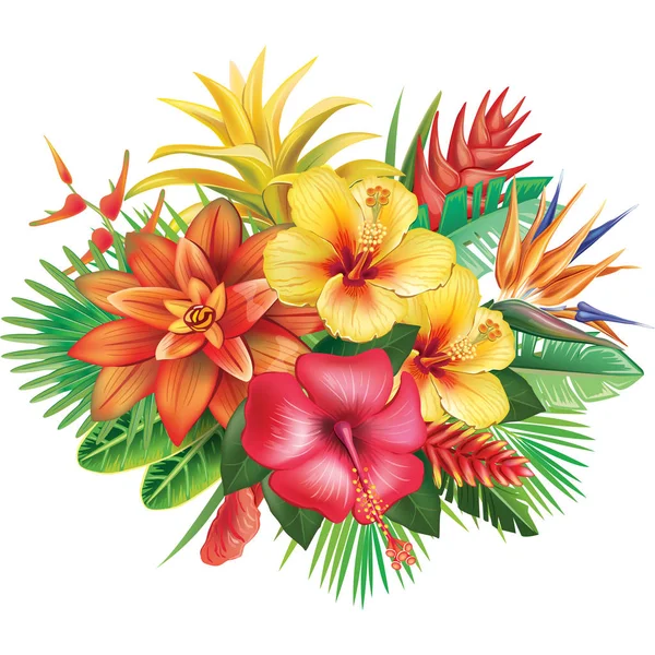 Arreglo de flores tropicales — Vector de stock