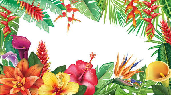 Banner from tropical flowers