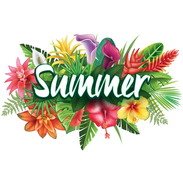 Banner de verano de flores tropicales — Vector de stock