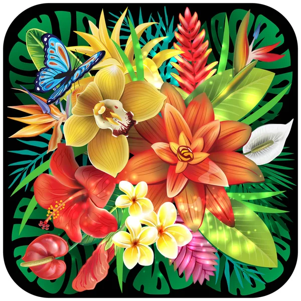 Banner de flores tropicales — Vector de stock