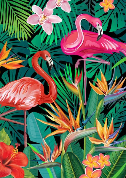 Arka plan ile egzotik tropik çiçekler