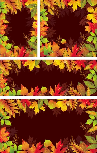 Conjunto de banderas estacionales de hojas otoñales — Archivo Imágenes Vectoriales