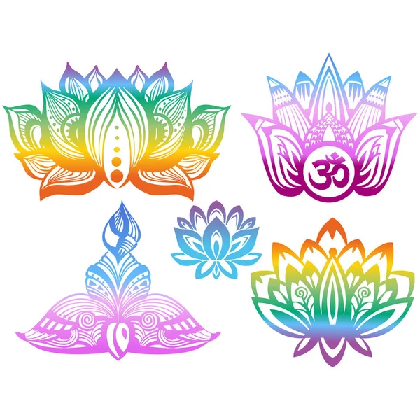 Color ornamental Flores de loto — Archivo Imágenes Vectoriales