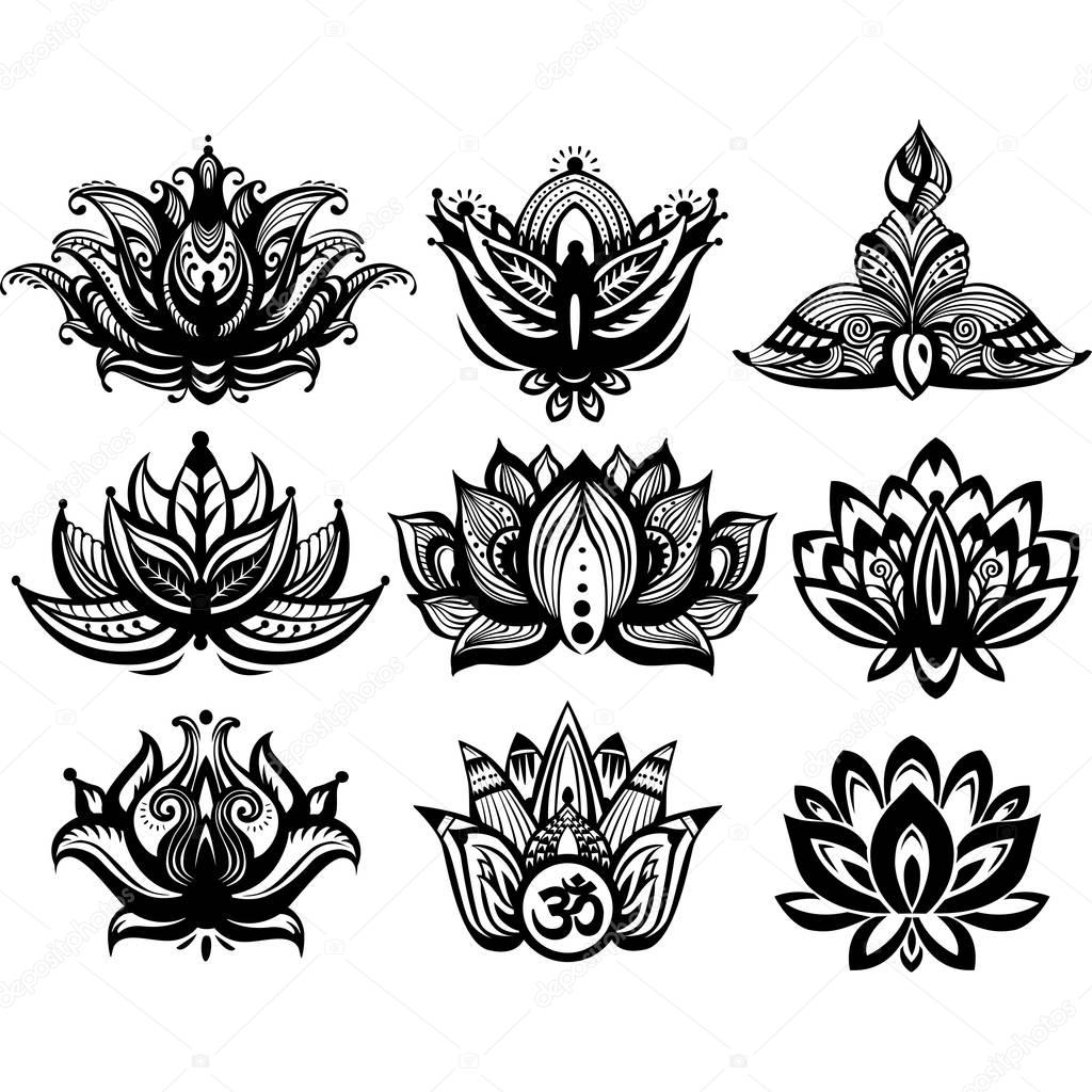 Download Set of Ornamental Lotus flowers — Stock Vector © wikki33 ...