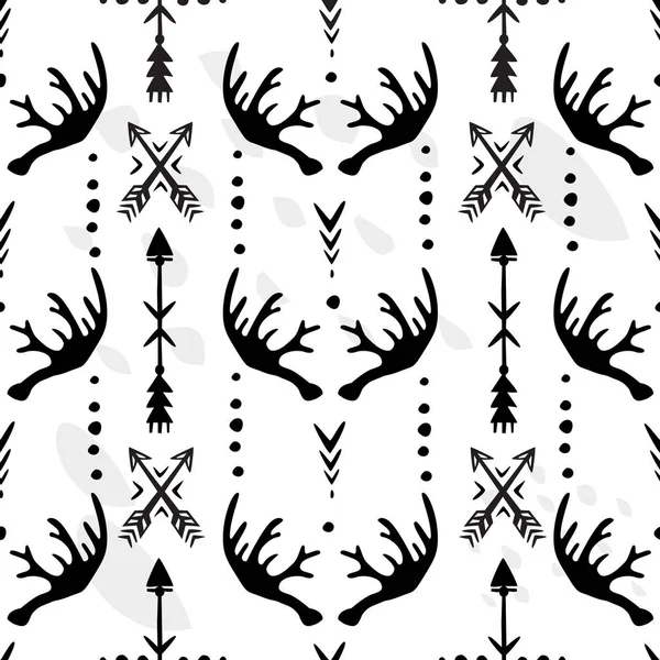 Seamless pattern with antlers — Stock Vector