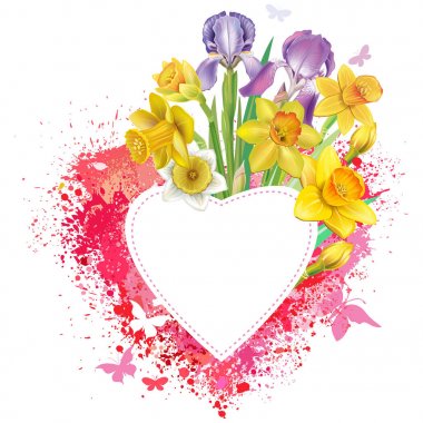 çiçekler ve kelebekler tebrik kartı