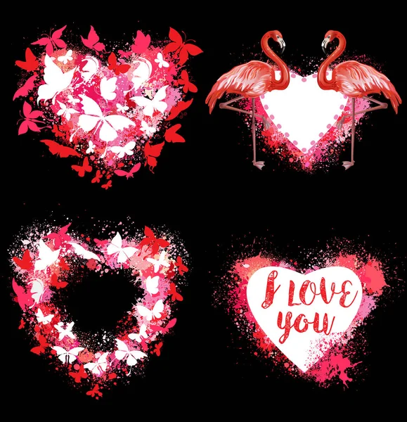 Set of Valentines day greeting cards — Stock Vector