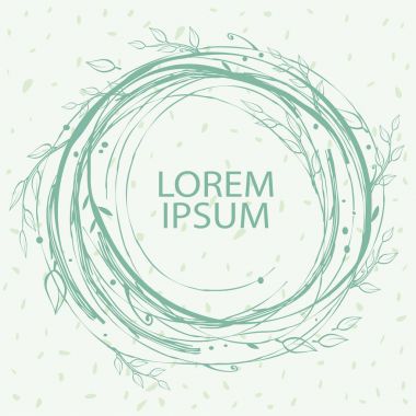 Yuvarlak çerçeve çizim çiçek dalları yaptı