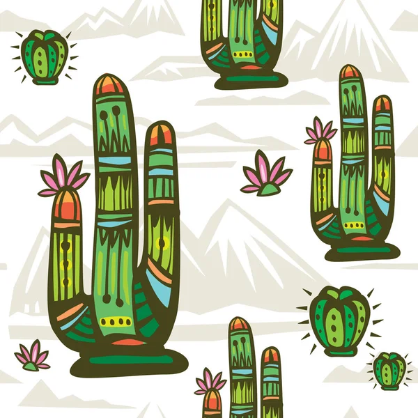 Płynny wzór z słodkimi kaktusami — Wektor stockowy